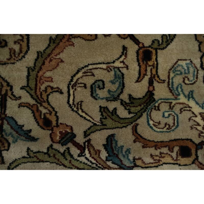 Hand Knotted Oriental 100% Wool Carpet Traditional Floral Brown Aubusson Area Rug - 11' 11'' X 9' 0''