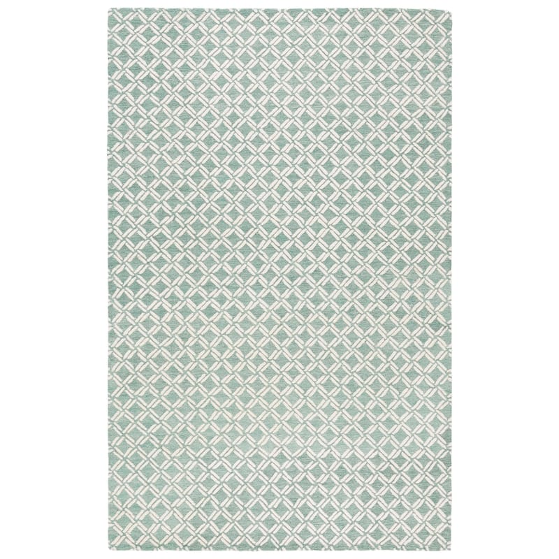 SAFAVIEH Handmade Genre Haifa Geometric Wool Rug - 5' x 8' - Green/Ivory