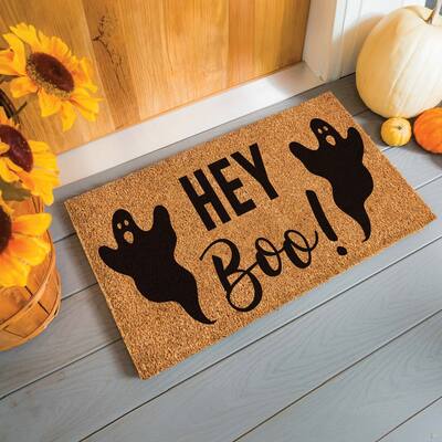 "Hey Boo!" Ghosts 28 in. x 16 in. Coir Door Mat