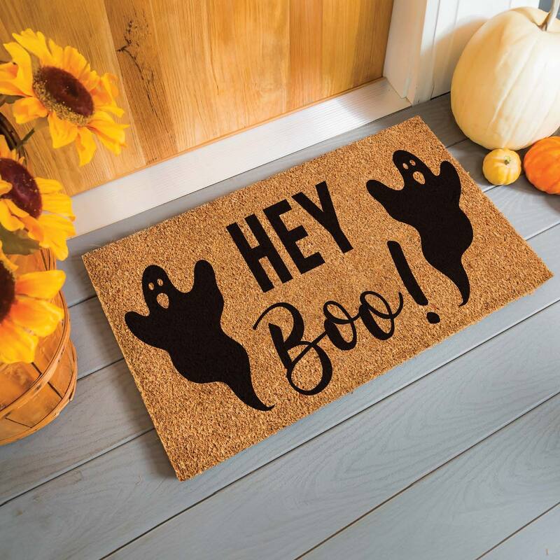16 in. x 28 in. Coir Halloween Greeting "Hey Boo!" Door Mat