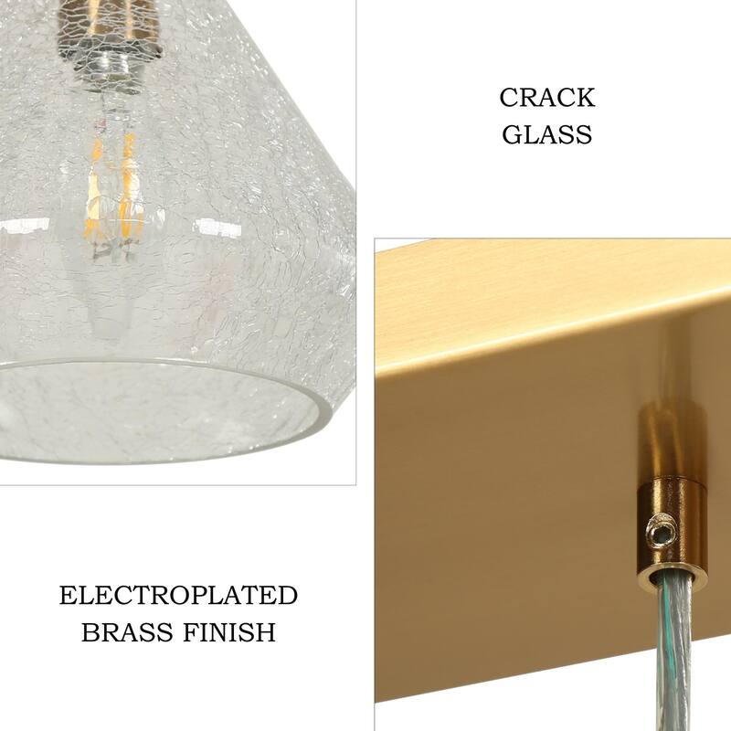 Modern Luxury 5-light Brass Gold Crackled Glass Chandelier Bowl-shaped Kitchen Island Light for Dining Room