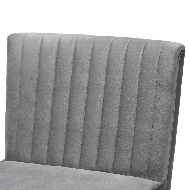Alvis Mid-Century Velvet Upholstered Wood Dining Chair-Grey
