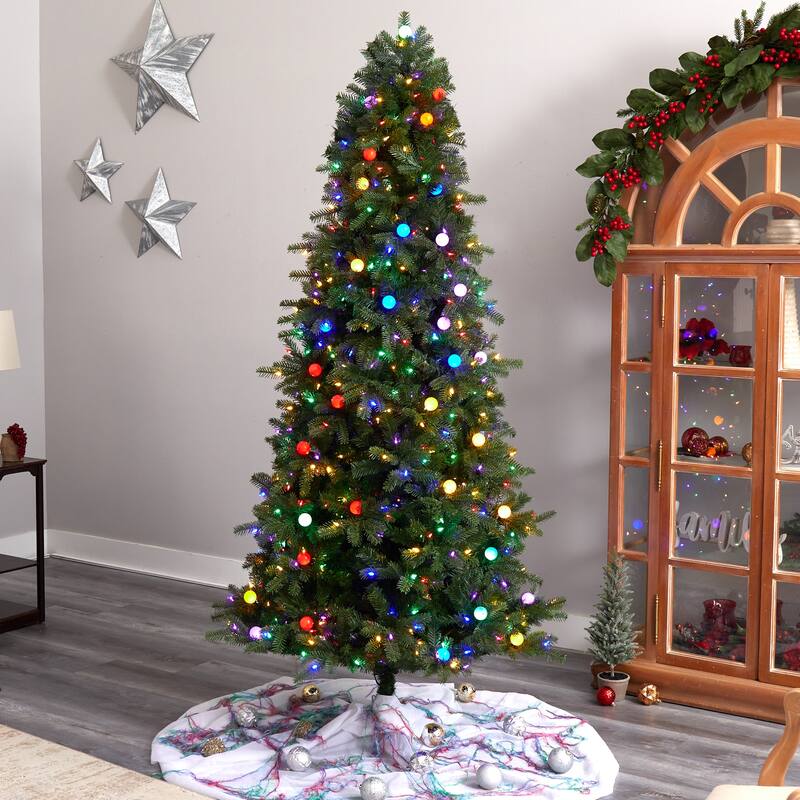7.5' Montana Mountain Fir Christmas Tree with 650 Multi Color Lights - 90