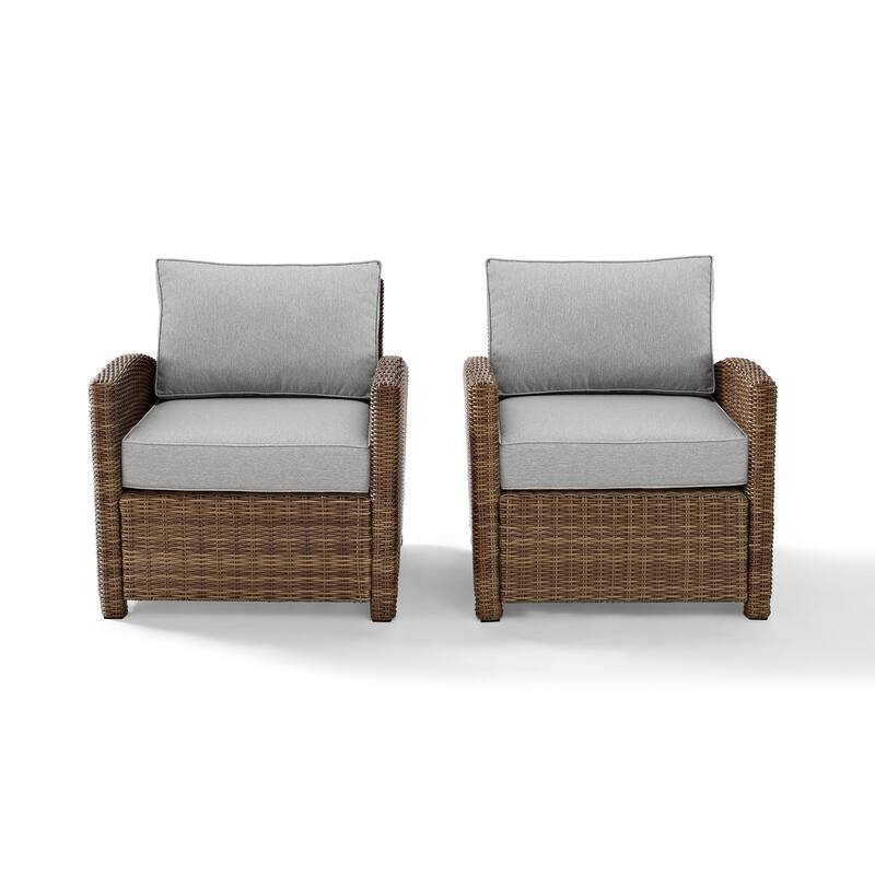 Crosley Bradenton 2Pc Outdoor Wicker Armchair Set - 31.75"d x 30.5"w x 32.5"h