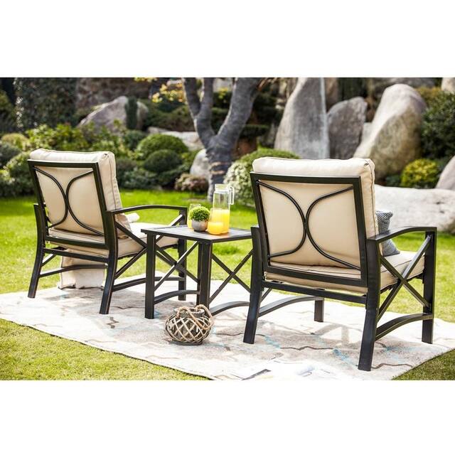 Patio Festival 3-Piece Outdoor Metal Conversation Set with Cushions