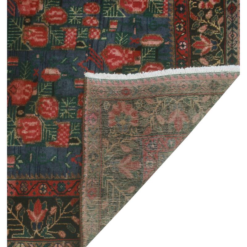 Fine Vintage Distressed Gulmarzhan Blue/Red Rug - 6'7" x 9'2"