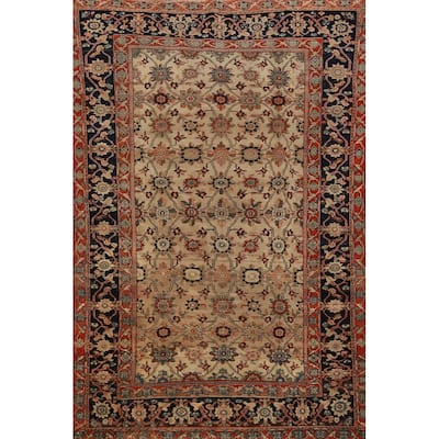 Pre-1900 Antique Vegetable Dye Sarouk Farahan Persian Handmade Carpet - 4'2"x 6'10"