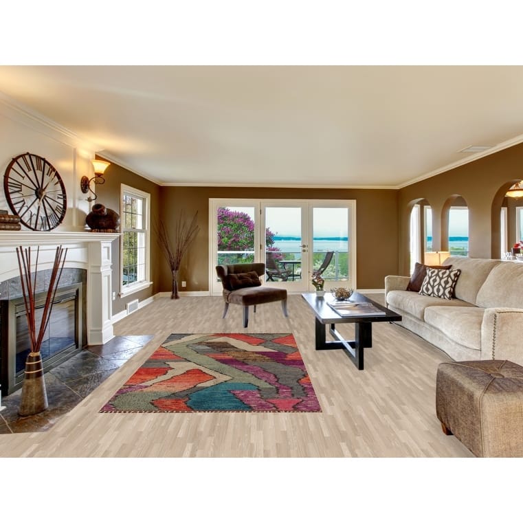 Plush Moroccan Abstract Area Rug Handmade Wool Carpet - 4'8" x 8'6"