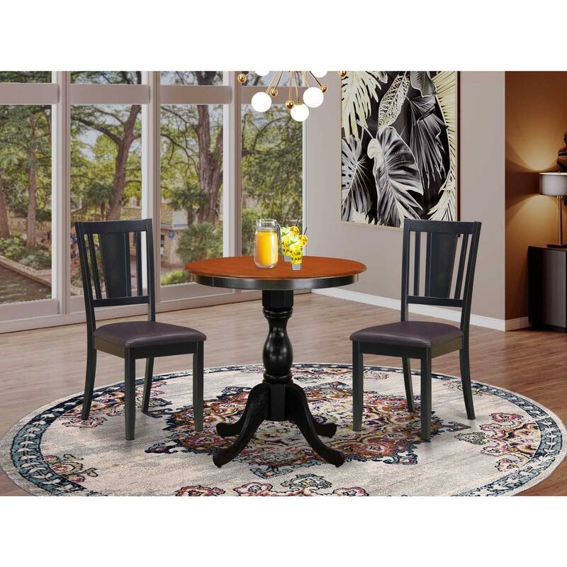 3-Piece Black and Cherry Finish Solid Wood Top - Dining Room Set - (Seats-4)