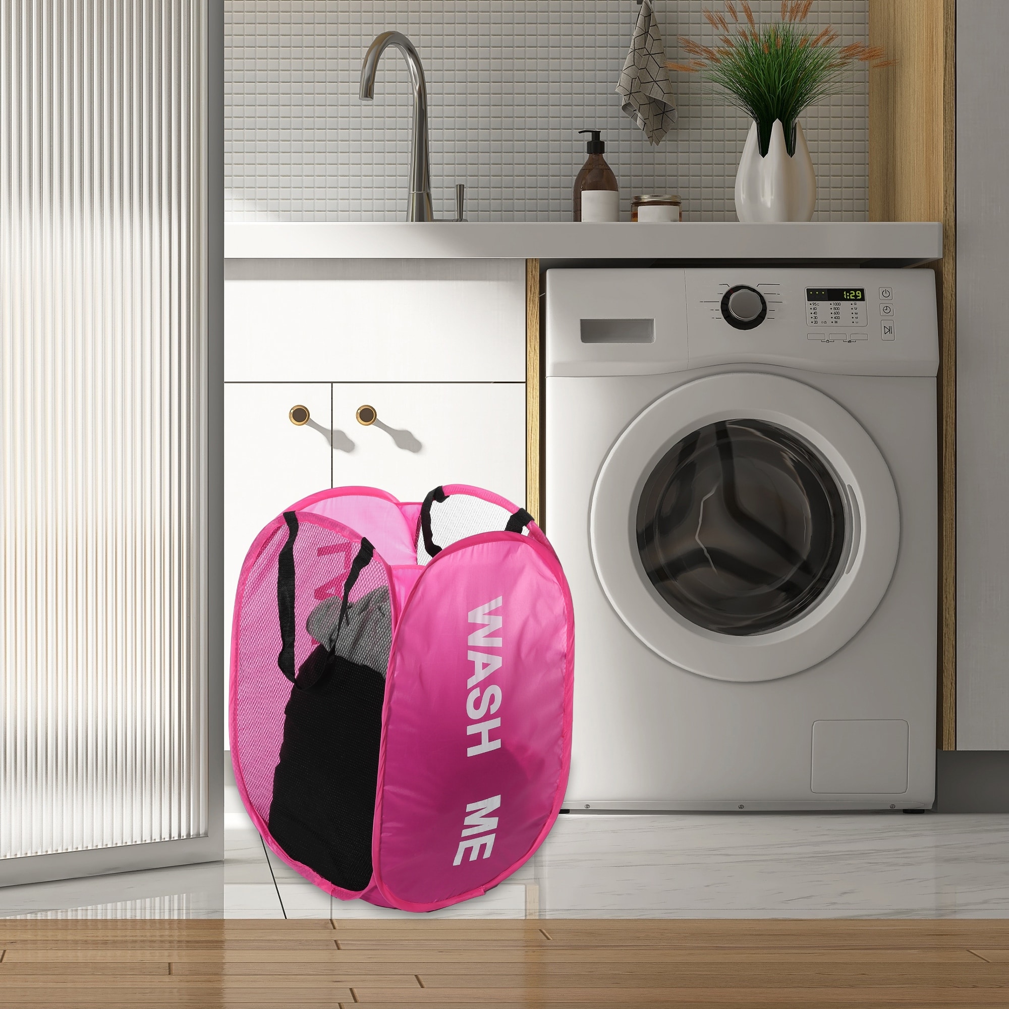 Folding Laundry Basket Durable Folding Laundry Hamper for Bathroom 14.17"x14.17"x22.83" 75L 1 Pcs
