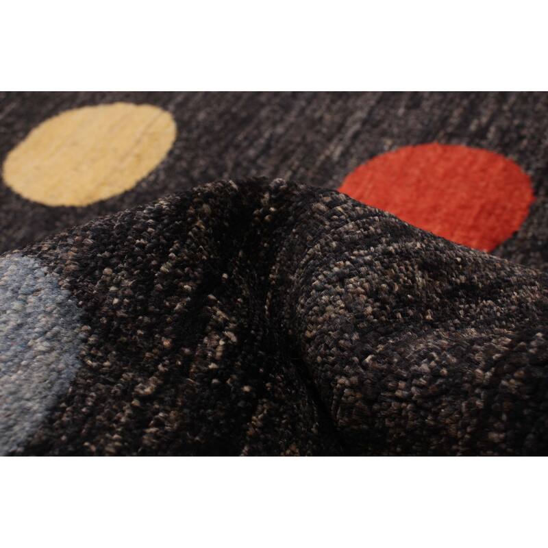 ECARPETGALLERY Hand-knotted Finest Peshawar Ziegler Black Wool Rug - 6'8 x 9'7