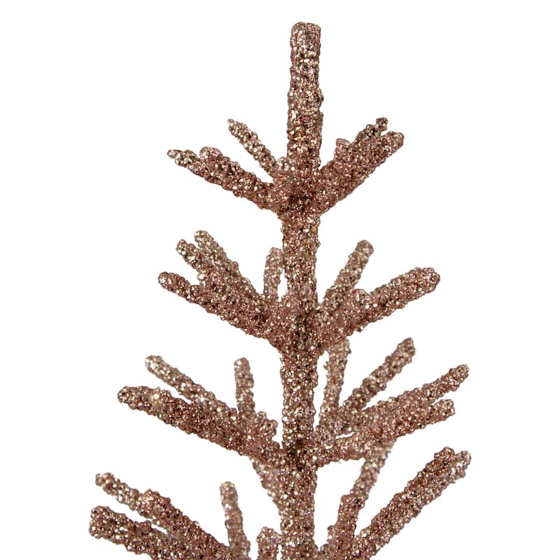 Artificial Glittered Twig Christmas Tree - 18" - Rose Gold - Unlit - 1.5 Foot