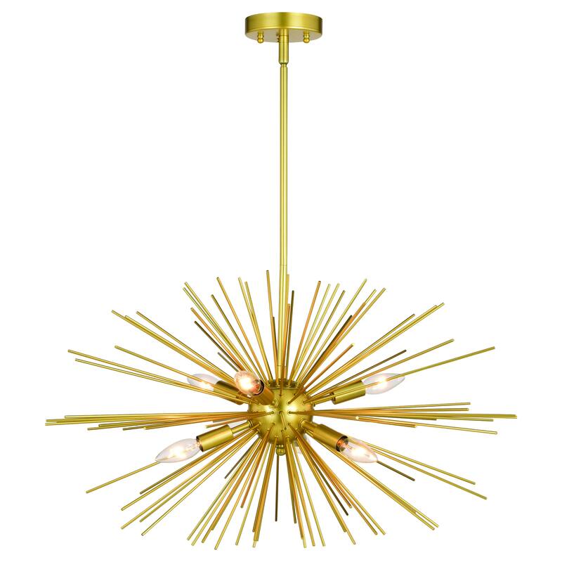 Nikko 6L Starburst Gold Mid-Century Modern Pendant Light - 28-in W x 26-in H x 28-in D
