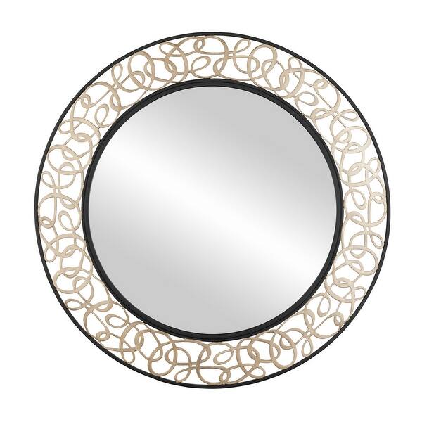 slide 2 of 7, Varaluz Scribble 33-in Wall Mirror - Matte Black/Artifact Matte Black/Artifact