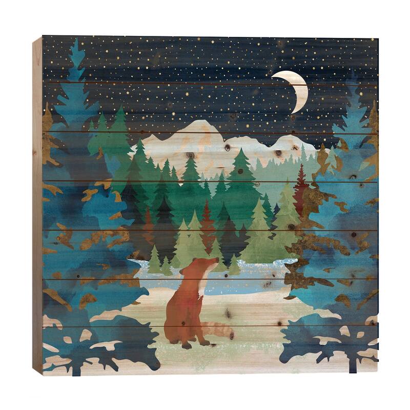 Winter Fox Vista Print On Wood by SpaceFrog Designs - Multi-Color - 26x26x1.5