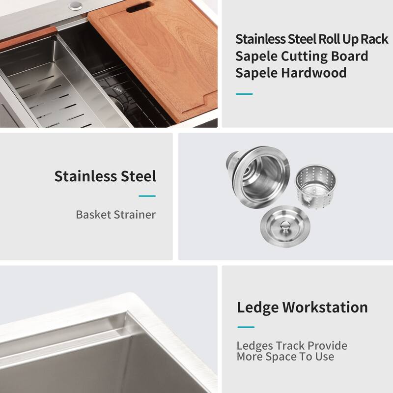 Drop-In 16 Gauge Single Bowl Stainless Steel Kitchen Sink in Brushed Nickel