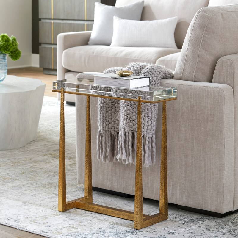 Uttermost 24839 Midas 24" Wide Crystal Top Metal Accent Table