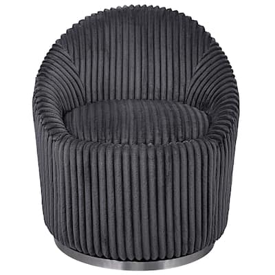 32" Gray and Stainless Steel Contemporary Swivel Chair