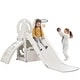 preview thumbnail 28 of 39, 4-in-1 Kids Slide with Climber, Basketball Hoop and Storage Space, Freestanding Outdoor Indoor Slide Playset Grey