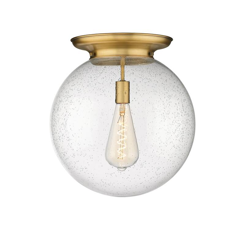 Innovations Lighting Beacon - 1 Light 16" Flush Mount - Brushed Brass/Seedy