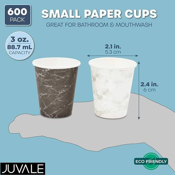 Shop 600pcs 3oz Marble Print Disposable Paper Cups Bathroom Mouthwash White Black 3 Oz Overstock 31681567