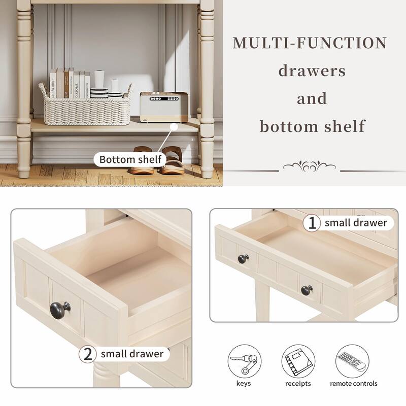 Narrow Console Table with 3 Drawers and Bottom Shelf