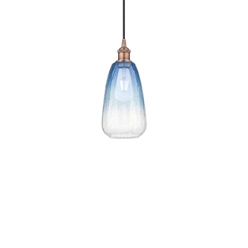 Innovations Lighting 616-1P-13-6 Brookhaven Almond Pendant Brookhaven - Antique Copper / Sapphire Blue