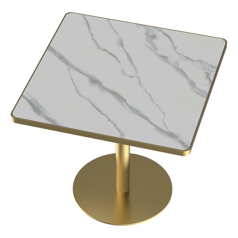 Square Modern Dinning Table 31.5 inches Bistro Table Tulip Table with Faux Marble top, Sturdy Metal Frame Diameter