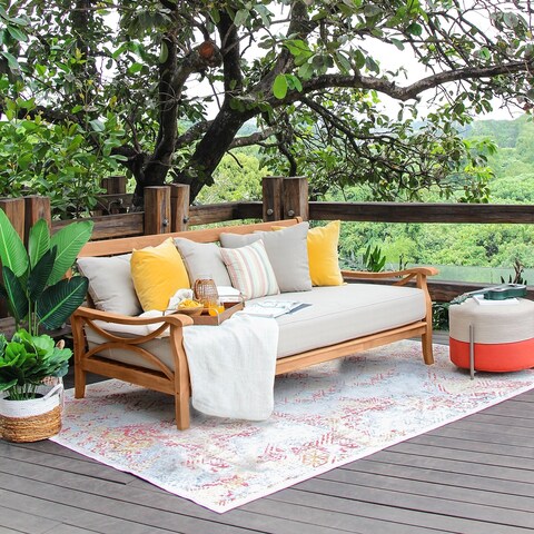 Lowell Teak Patio Daybed with Cushion
