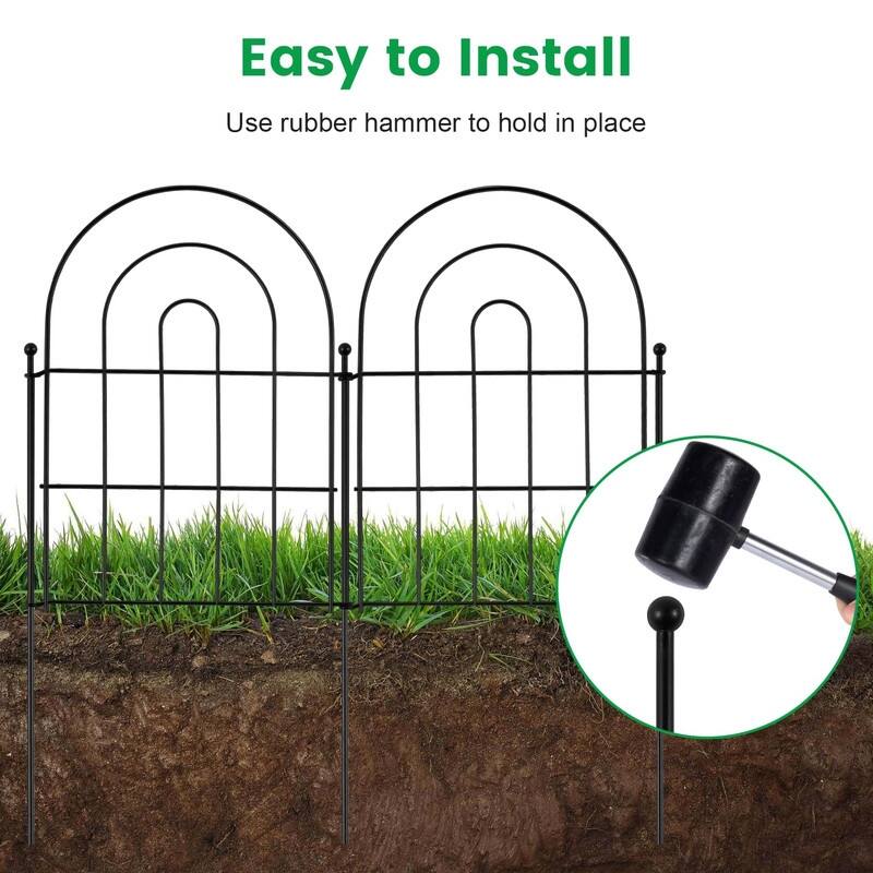 10-Pack Metal Garden Fence – 22in Tall, Rustproof, No-Dig