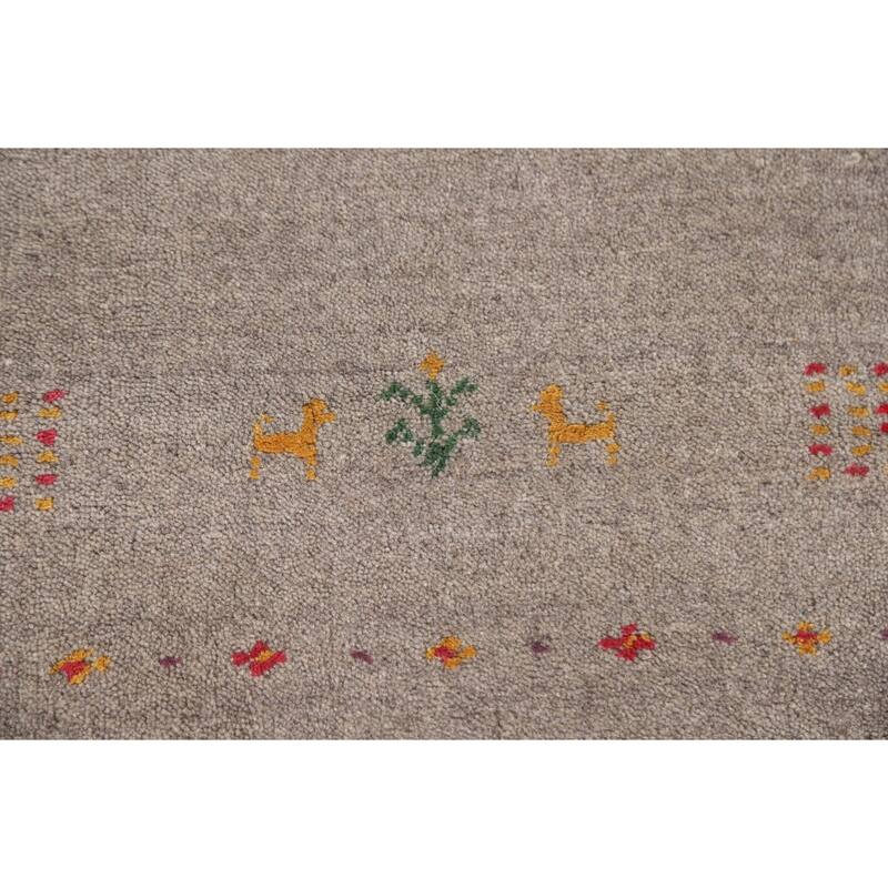 Tribal Gabbeh Beige Runner Rug Handmade Wool Carpet - 2'10"x 9'8"