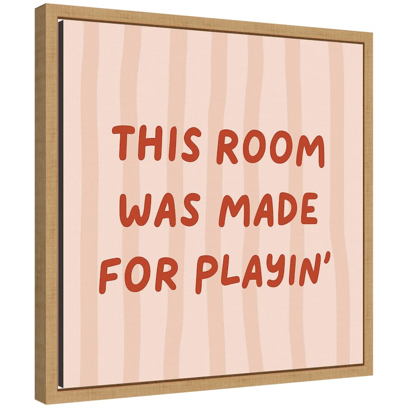 Kate and Laurel This Room Was Made For Playing Square by Laura Moss Framed Canvas Wall Art Print - 16x16