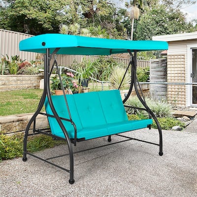 3-Seats Patio Swing Canopy Hammock Porch Swing Glider