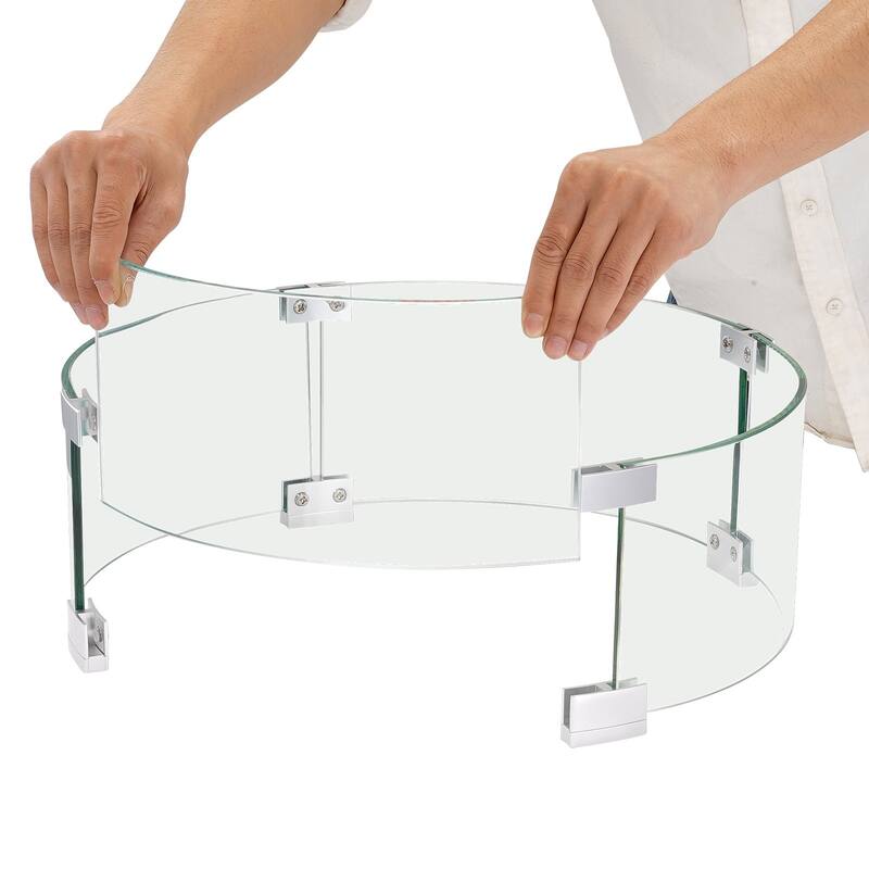 Tempered Glass Flame Guard for Fire Pit Round Wind Shield Outdoor Use