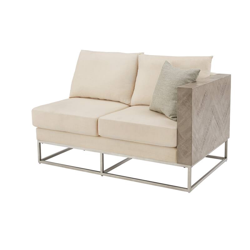 Lecce Upholstered Square Arm Sofa with Pillow by iNSPIRE Q Modern - Right-arm Loveseat + 1 Pillow