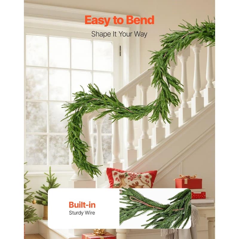 Lush Green Norfolk PE Christmas Garland with Full Fluffy Design for Home and Holiday Decoration