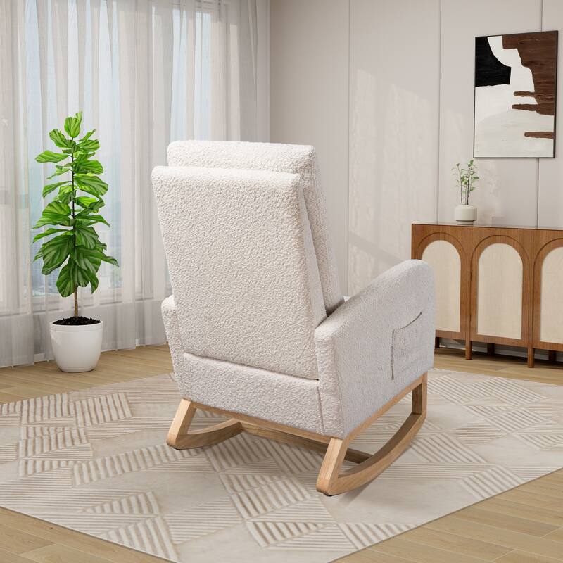 Modern Boucle Accent Rocking Chair, Set of 1