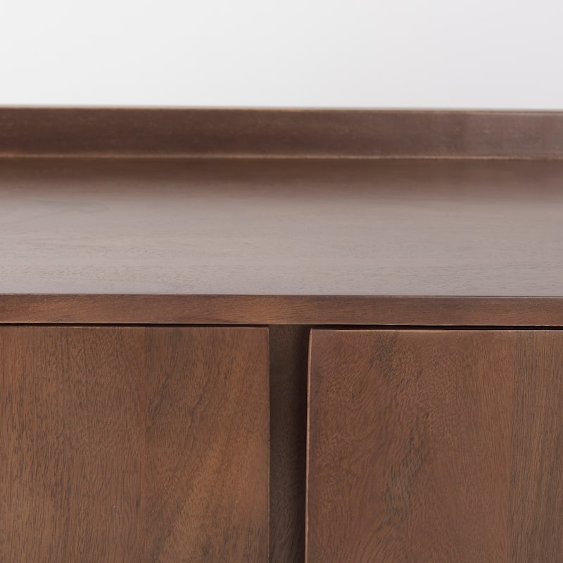 Lillie Medium Brown Solid Wood w/ Doors & Tray Top Accent Cabinet