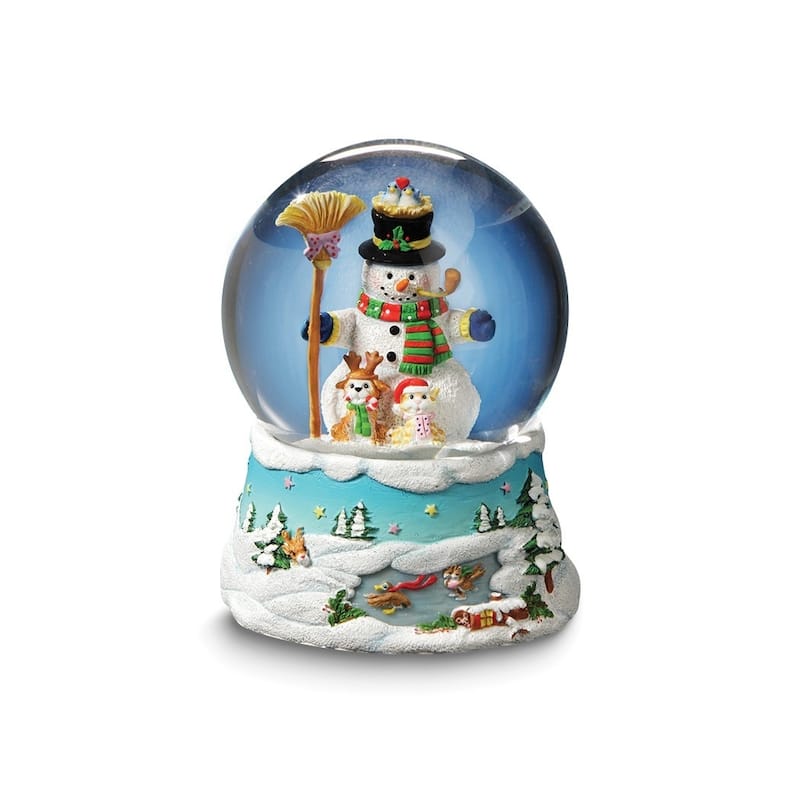 Curata 5.75 Inch Music Box Gary Patterson Happy Holidays (Plays Jingle Bells) Snowman Snow Globe