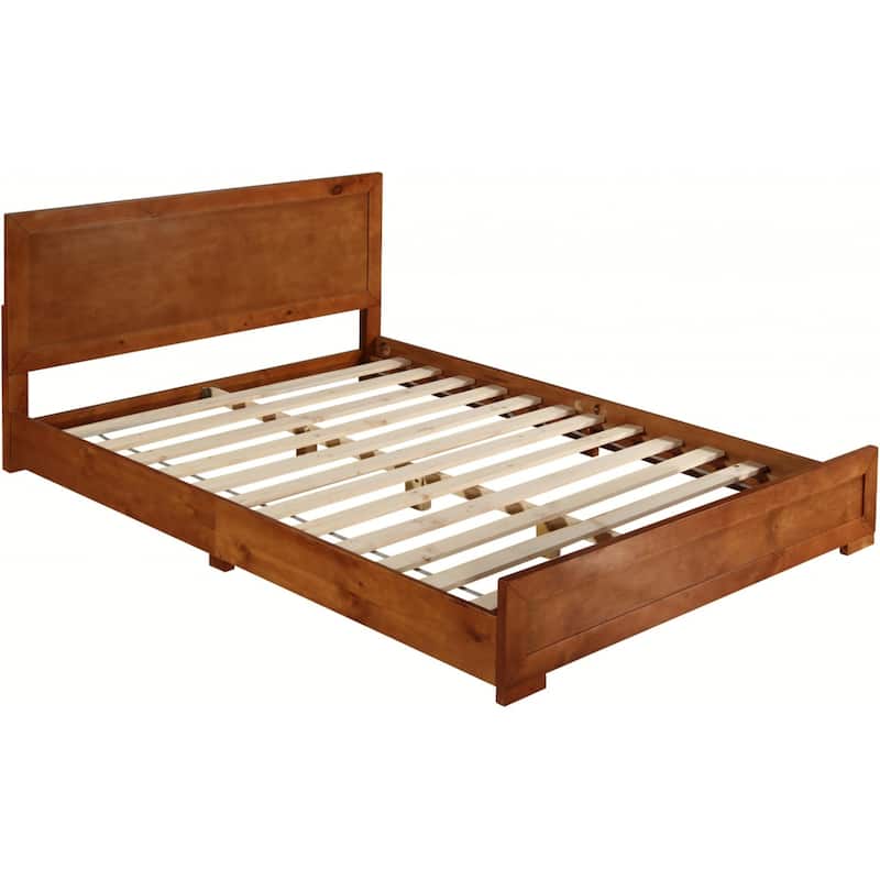 Sturdy Wood Bed Frame with Headboard and Footboard