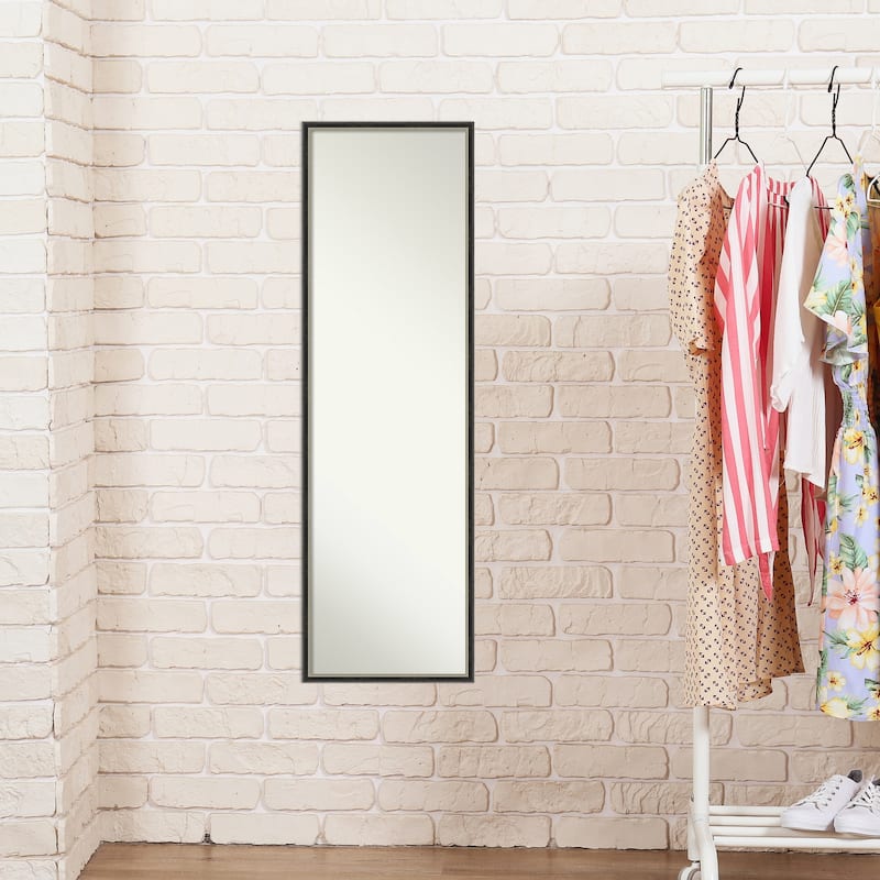 Theo Narrow Non-Beveled Wood Framed Full-Length On the Door Mirror - Glass Size 14x48