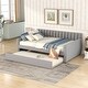 preview thumbnail 1 of 13, Upholstered Full Velvet Daybed with Trundle and Wood Slat Support Grey