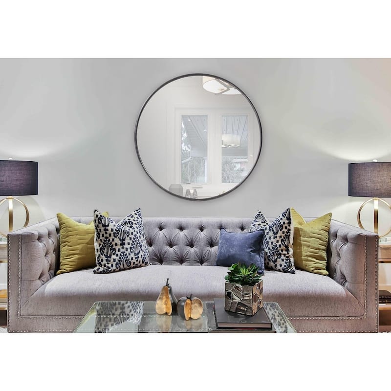 Allan Andrews Round Contemporary Wall Mirror with Vintage Matte Finish - 47"D
