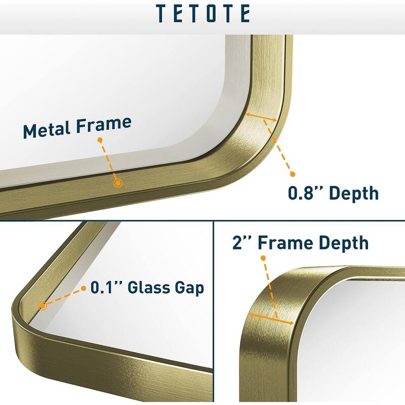 TETOTE Modern Bathroom Vanity Mirror Metal Frame Wall Mounted