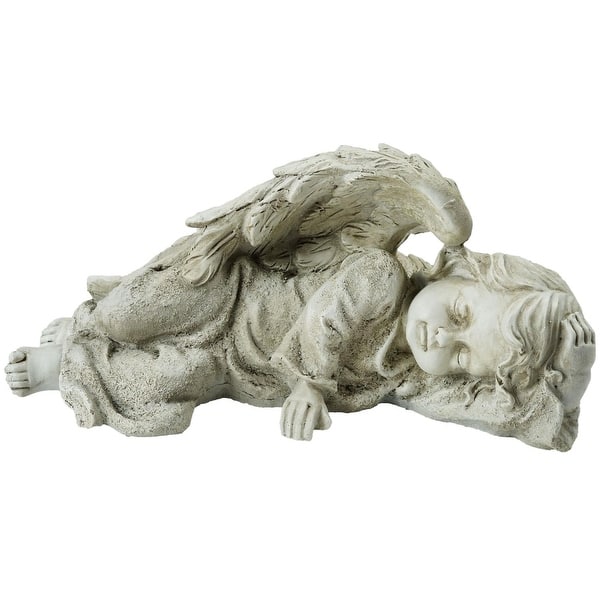 slide 1 of 3, 9.75" Decorative Sleeping Cherub Angel Outdoor Garden Statue