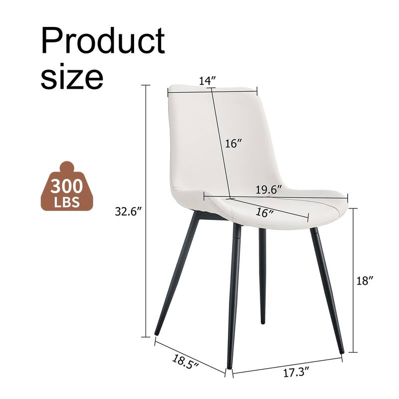 Leather Dining Chair Side Chair Lounge Chair Set of 4 Dressing Chair White Office Chair with Metal Legs