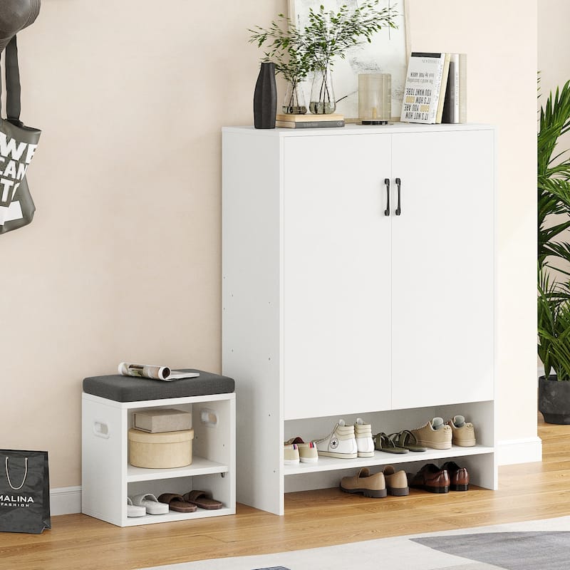 Rossetta 7-Tier Hidden Narrow Shoe Cabinet with ith Adjustable Shelves and Doors