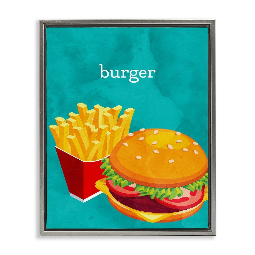 Stupell Satisfying Burger & Fries Framed Floater Canvas Wall Art Design By Kim Allen
