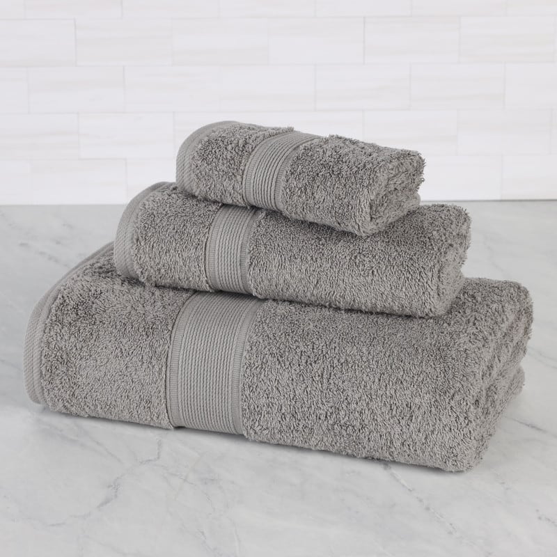 Superior Oregon Organic Cotton Solid 3-Piece Towel Set - Silver