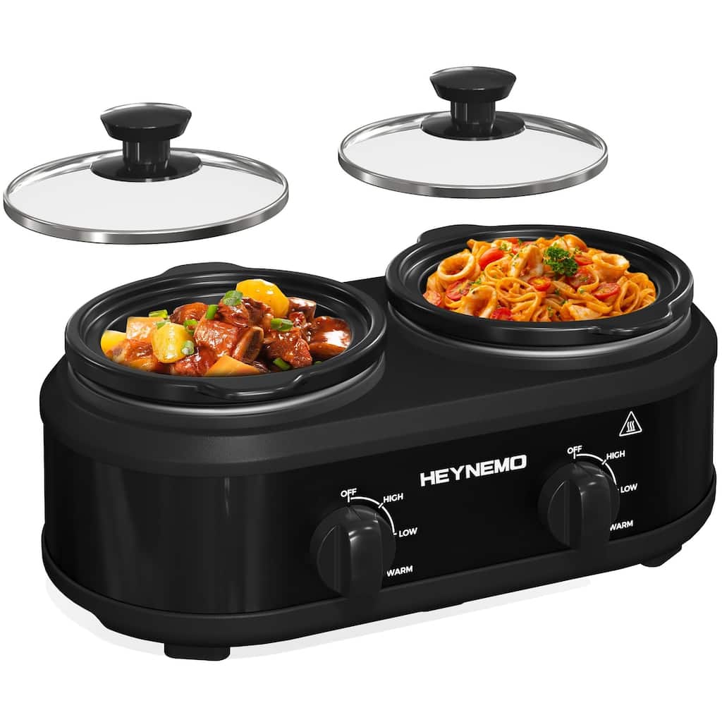 Dual Slow Cooker, Buffet Servers and Warmer, Black